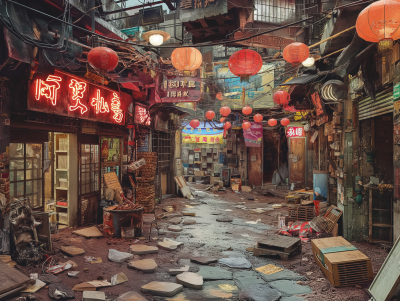Decaying Chinatown Cityscape