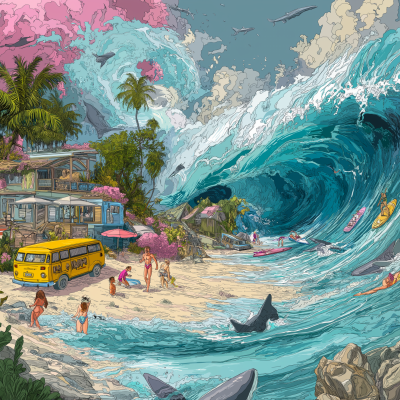 Wild Beach Scene