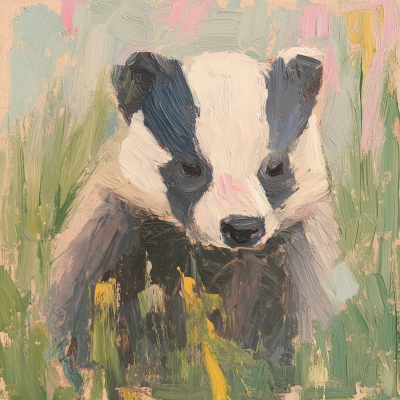Surreal Badger in Undergrowth