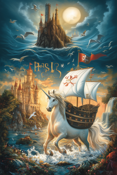 Flying Pirate Ship with Treasure