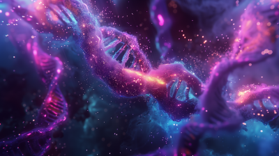 Glowing DNA Helix in Cosmic Space