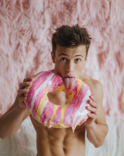 Playful Teen with Melting Donut
