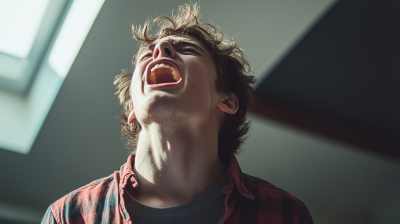Screaming Teen in Bright Room