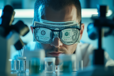 Researcher in Dollar Glasses