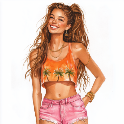 Smiling Woman in Watercolor