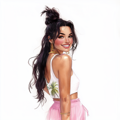 Smiling Woman with Bun