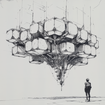 Futuristic Modular Structure Sketch