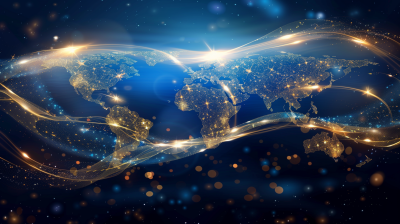 Glowing Abstract World Map