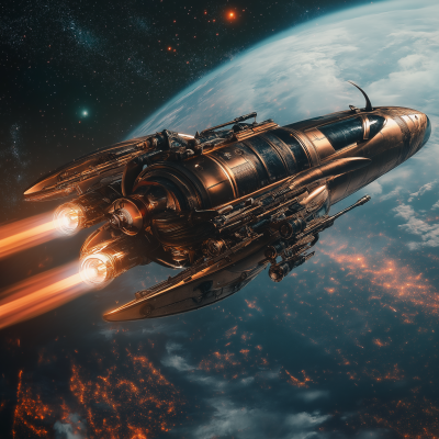Steampunk Starship in Space