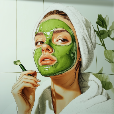 Girl with Green Beauty Mask