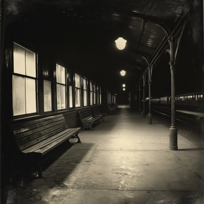 Vintage Train Station Interior