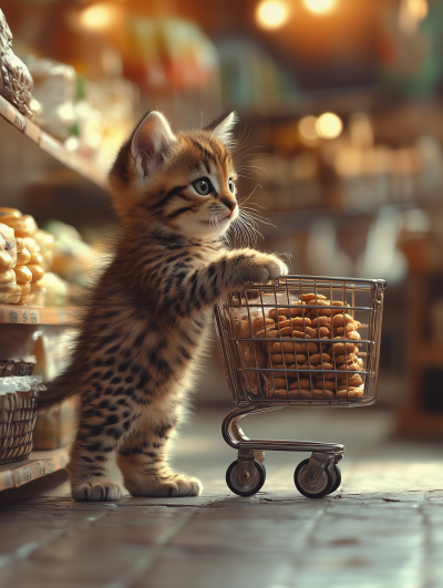 Cheetah Tabby Cat Shopping