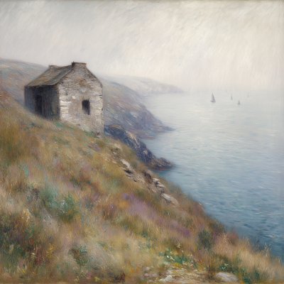 Solitary Stone Hut by the Sea