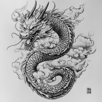 Traditional Japanese Dragon Tattoo