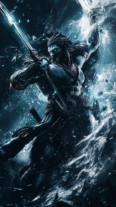 Futuristic Poseidon in Battle