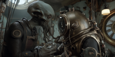 Alien Encounter in Steampunk