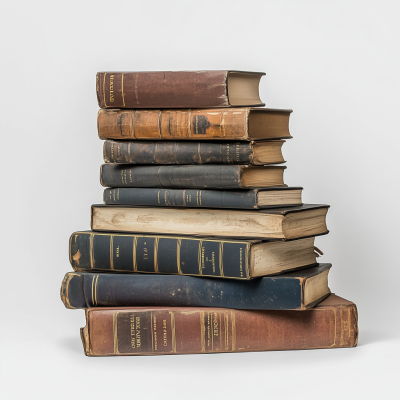 Stacked Books on White Background