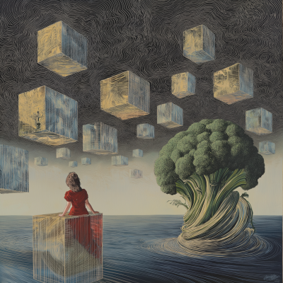 Surreal Glass Cubes and a Girl