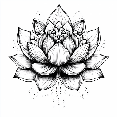 Intricate Linework Lotus Flower