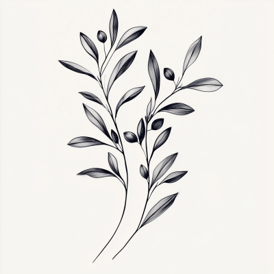 Delicate Olive Branches Tattoo Design