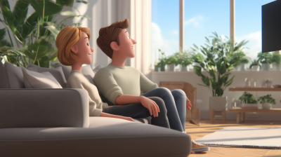 Modern Living Room with Avatars