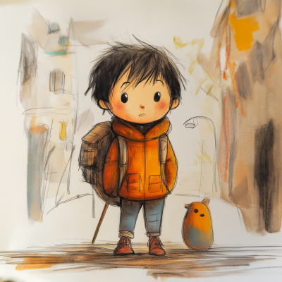 Childlike Drawing of a Grenade