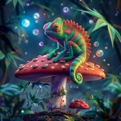 Psychedelic Chameleon Mascot