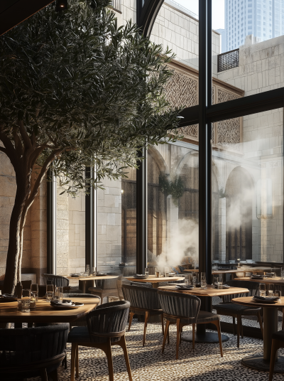 Elegant Lebanese restaurant seating
