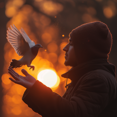 Man Throwing a Dove