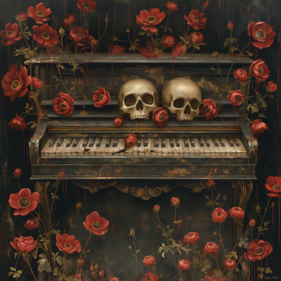 Piano and Skull Arrangement