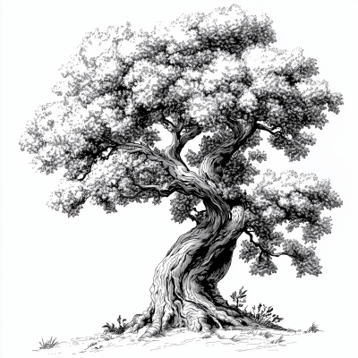 Japanese Camphor Tree Line Art