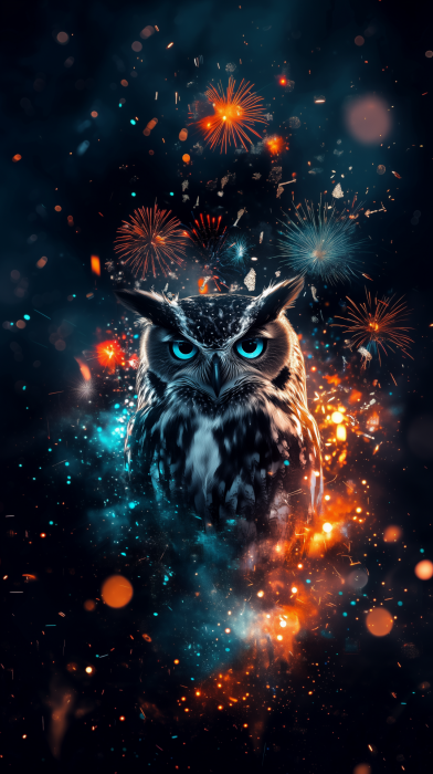 Majestic Owl and Fireworks