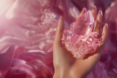 Elegant Hand Holding a Crystal