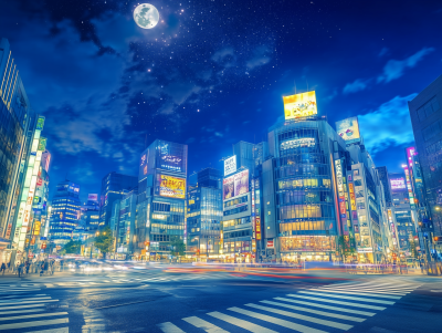 Night View from Shibuya Scramble Crossing