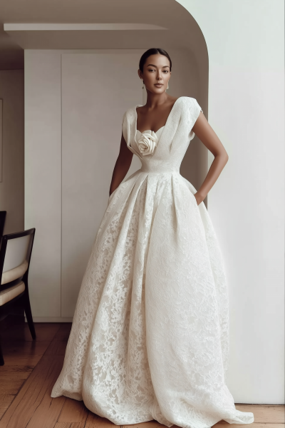 Graceful Bride in Minimalist Interior
