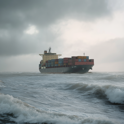 Photorealistic Ocean Container Boat