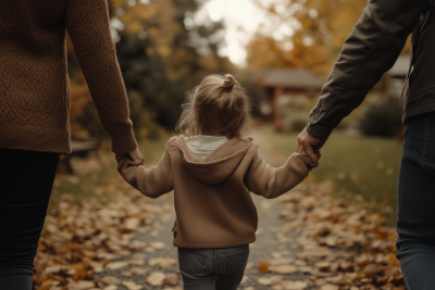 A Young Girl Walking Hand