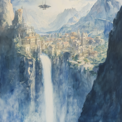Cliffside City and Waterfall