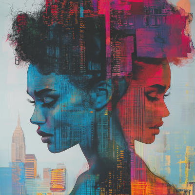 Urban Couple in Dynamic Pose
