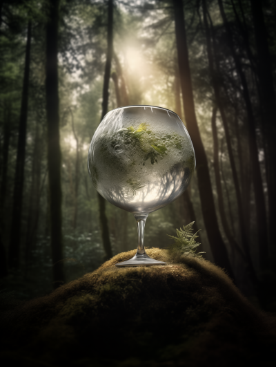 Fresh Gin and Tonic in a Forest