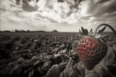 Strawberry in Black and White