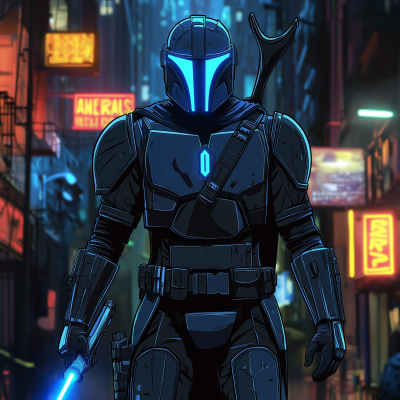 Stylized Mandalorian in Neon