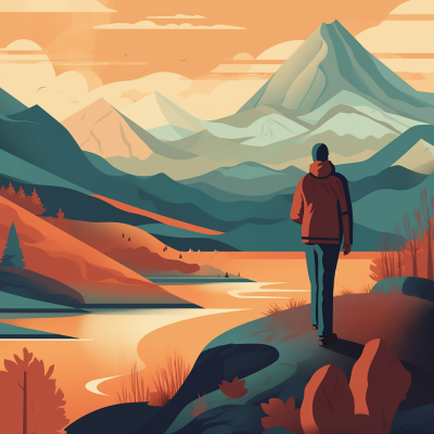 Man in Scenic Landscape
