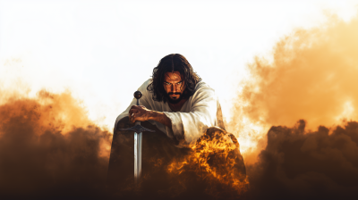 Confident Jesus with Sword