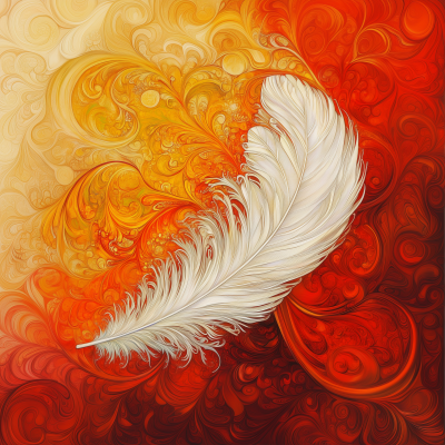 Feather on Vibrant Background