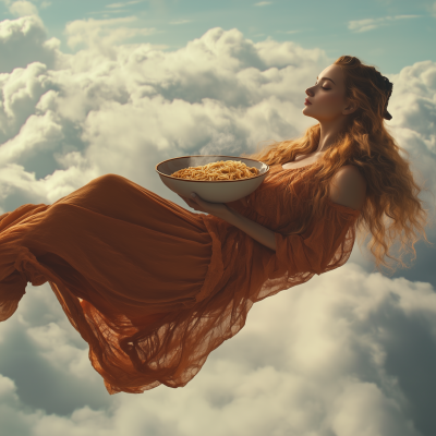 Floating Beauty with Noodles