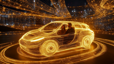 Golden Wire Car Sculpture