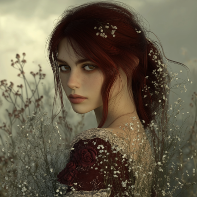 Young Woman in Floral Gown
