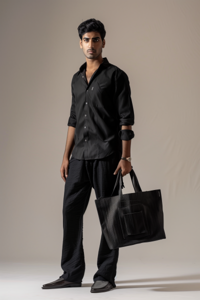 Confident Male Model with Tote Bag