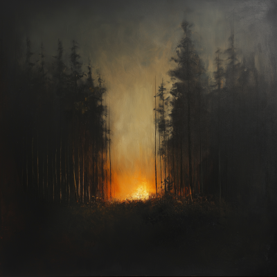 Forest Blaze at Night
